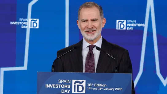 El rey Felipe VI durante la inauguración de la XVI edición del Spain Investors Day celebrada este miércoles en Madrid. El rey Felipe VI durante la inauguración de la XVI edición del Spain Investors Day celebrada este miércoles en Madrid.