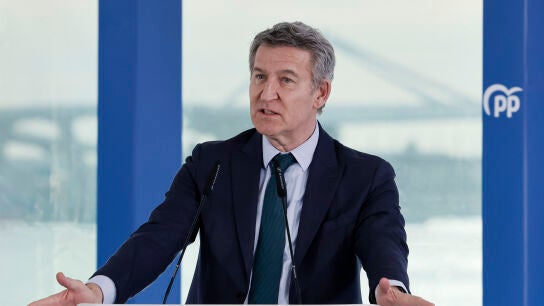 El l&iacute;der del PP, Alberto N&uacute;&ntilde;ez Feij&oacute;o, interviene en un acto en Barcelona