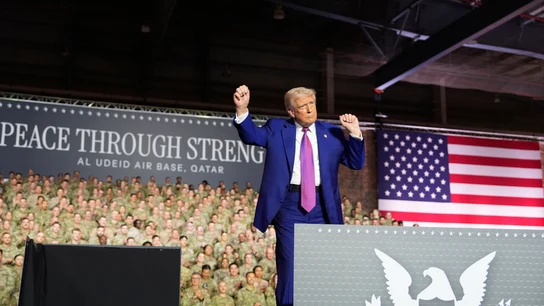 El presidente de EEUU, Donald Trump, en la base estadounidense de Al Udeid (Qatar), en una imagen de archivo. El presidente de EEUU, Donald Trump, en la base estadounidense de Al Udeid (Qatar), en una imagen de archivo.