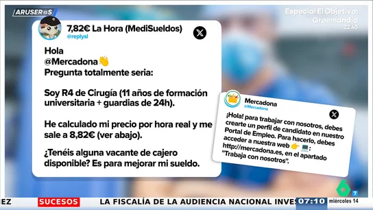 Un cirujano pide trabajo a Mercadona: "Es para mejorar mi sueldo" Un cirujano pide trabajo a Mercadona: "Es para mejorar mi sueldo"