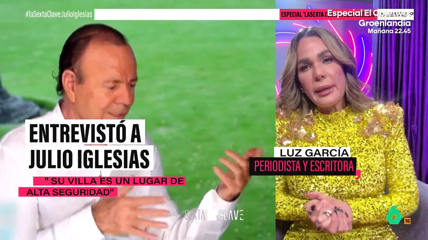 Luz García recuerda su entrevista con Julio Iglesias en su casa de Punta Cana: "Tenía una asistente panameña muy atractiva" Luz García, periodista de la República Dominicana, recuerda para laSexta Clave su entrevista con Julio Iglesias, la última que ha dado en este país. En este vídeo, habla de cómo fue el trato del cantante y cómo vio su casa y el personal que le rodeaba.