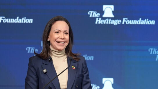 Mar&iacute;a Corina Machado este viernes en un acto organizado por The Heritage Foundation.
