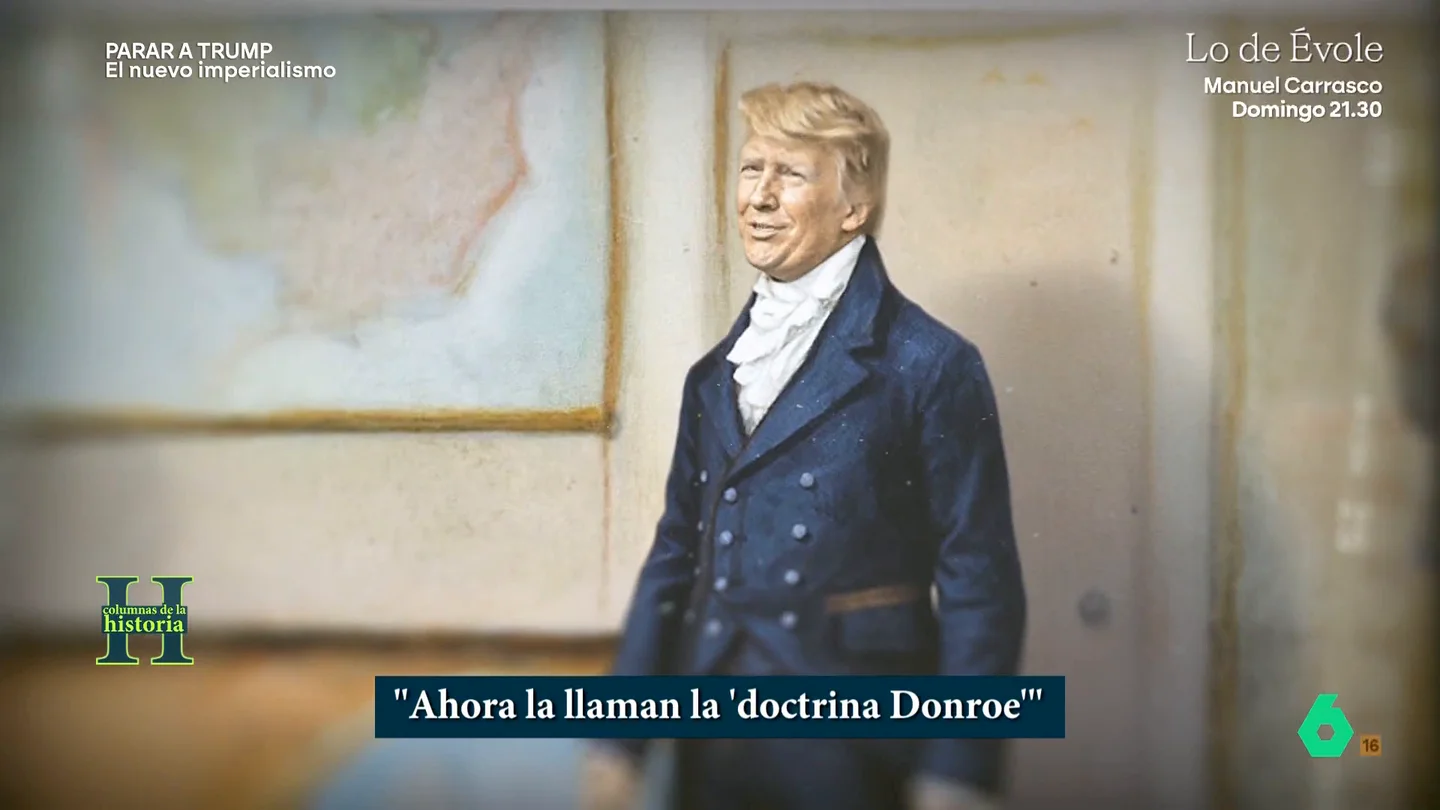 De la 'doctrina Monroe' a la 'doctrina Donroe': Trump redibuja un nuevo imperialismo yanki Han pasado más de 200 años desde que viera la luz la 'doctrina Monroe' que consideraba a Latinoamérica 'el patio trasero' de Estados Unidos. Ahora, Donald Trump se agarra a ella para sus intervenciones en Venezuela y sus amenazas a Cuba o Colombia.