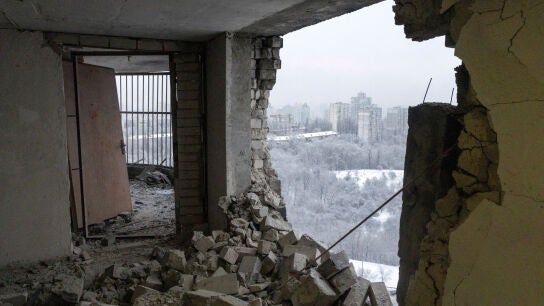 Consecuencias de un ataque ruso con drones en territorio ucraniano.