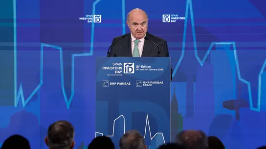 El vicepresidente del Banco Central Europeo, Luis de Guindos durante la inauguración de la XVI edición del Spain Investors Day celebrada la semana pasada en Madrid El vicepresidente del Banco Central Europeo, Luis de Guindos durante la inauguración de la XVI edición del Spain Investors Day celebrada la semana pasada en Madrid.