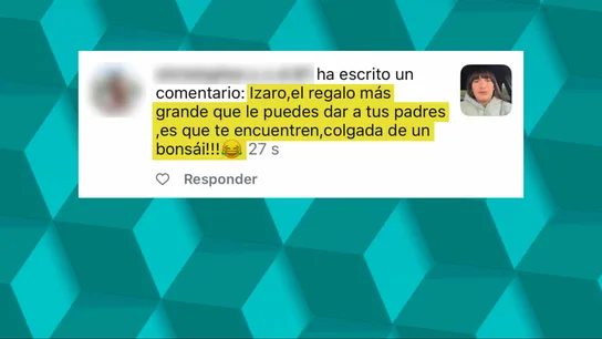 Grafismo que muestra uno de los mensajes recibidos por Izaro Grafismo que muestra uno de los mensajes recibidos por Izaro