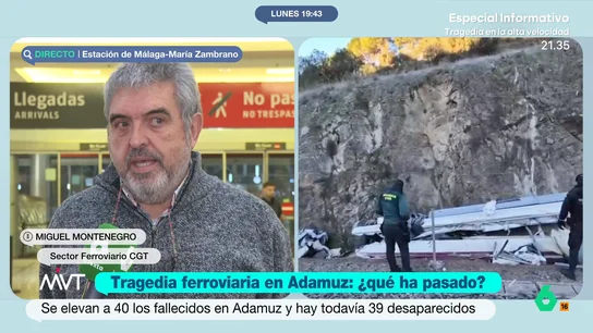 Miguel Montenegro, representante del sector ferroviario de CGT en Andalucía: "Pedimos que se priorice la seguridad ferroviaria" Montenegro expone que desde su sindicato han hecho denuncias, de manera reiterada, "sobre la falta de mantenimiento, de personal profesionalizado, de control a las contratas, sobre materiales y el propio personal, parece que era la crónica de algo anunciado".