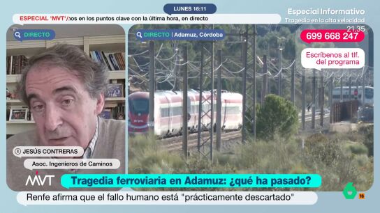 Jes&uacute;s Contreras, vocal de la Asociaci&oacute;n de Ingenieros de Caminos, descarta en este v&iacute;deo varias hip&oacute;tesis sobre la causa del accidente entre un tren Iryo y un Alvia en Adamuz y elabora una posible teor&iacute;a.