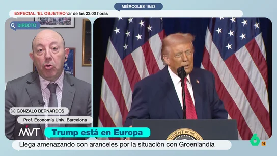 Gonzalo Bernardos, sobre una posible guerra comercial entre la UE y EEUU: "Podría ser letal para los intereses de Trump" El economista expone, en este vídeo, que el presidente estadounidense recurre a los aranceles "para cualquier cosa". Además, afirma que ante una guerra comercial, no solo podría perder la UE sino también personas y empresas de EEUU.