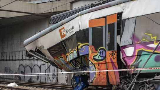 Imagen del tren de Rodalies accidentado en Gelida