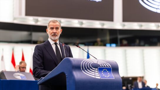 Imagen del rey, Felipe VI, ante el Parlamento Europeo
