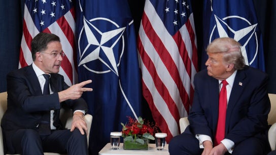 El secretario general de la OTAN, Mark Rutte, y el presidente de los Estados Unidos, Donald Trump, durante el foro de Davos