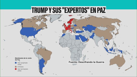 Mapa de los países que aceptan o rechazan la 'Junta de Paz' de Trump