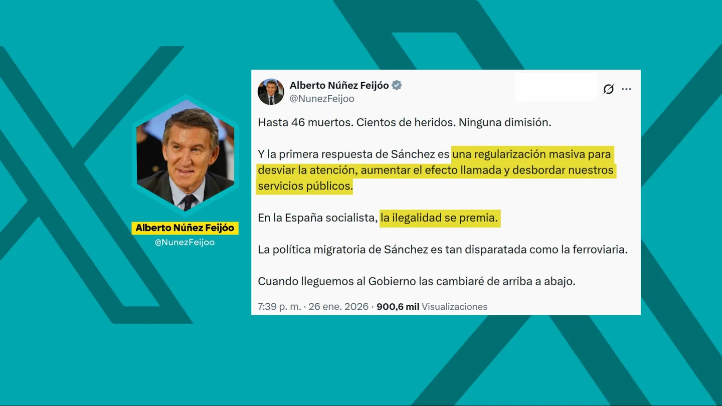 Feijóo, antes y ahora: el líder del PP pasa de decir a los migrantes que podían "estar tranquilos" a acusarles de "desbordar nuestros servicios" Feijóo, antes y ahora: el líder del PP pasa de decir a los migrantes que podían "estar tranquilos" a acusarles de "desbordar nuestros servicios"