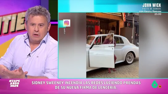 Miki Nadal, tras ver el último vídeo de Sydney Sweeney: "Tiene mucho mérito conducir ese coche en tanga" La actriz ha lanzado una nueva marca de ropa interior y ha decidido grabar un vídeo para promocionarla. Sweeney se baja de un coche llevando solo un conjunto de su marca.