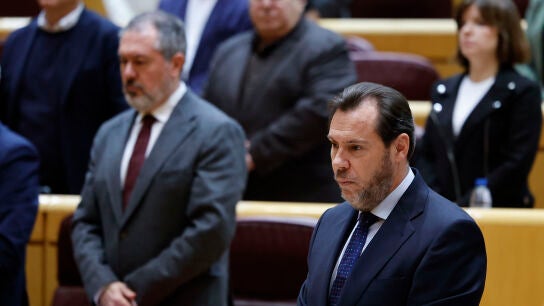 El ministro de Transportes, &Oacute;scar Puente, durante su comparecencia en el Senado