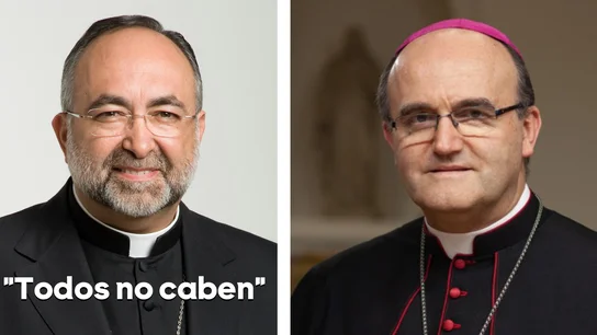 Grafismo que muestra a los obispos Munilla y Sanz, quienes se oponen a la regularización de medio millón de migrantes Grafismo que muestra a los obispos Munilla y Sanz, quienes se oponen a la regularización de medio millón de migrantes