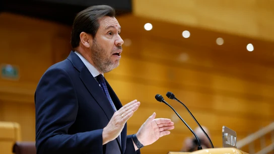 El ministro de Transportes, Óscar Puente, durante su comparecencia en el Senado El ministro de Transportes, Óscar Puente, durante su comparecencia en el Senado
