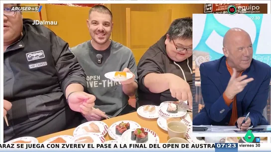 "Alquilo dos hombres gordos para comer sushi sin límites en Japón" Un youtuber "alquila" dos hombres con sobrepeso en Japón para comer sushi sin límites: "Son 120,40 euros la hora"