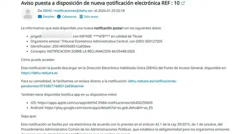 Notificación electrónica falsa Notificación electrónica falsa