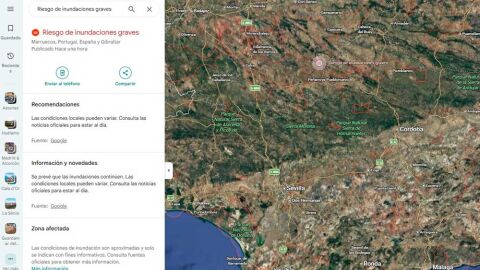 Riesgo de inundación en google Maps