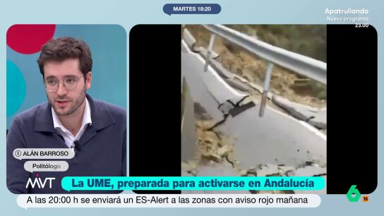 "Cada vez que se act&uacute;a en consecuencia, todav&iacute;a queda m&aacute;s claro que muchas de las muertes de la DANA no tendr&iacute;an por qu&eacute; haber ocurrido", afirma Alan Barroso al ver c&oacute;mo la Junta de Andaluc&iacute;a "se est&aacute; tomando en serio" las lluvias torrenciales.
