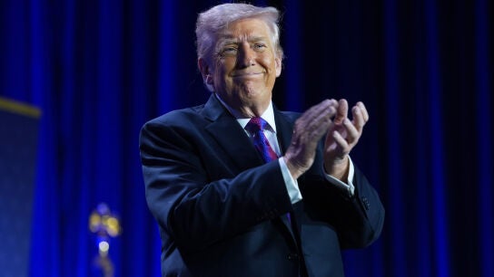 El presidente de Estados Unidos, Donald Trump, en el Desayuno Nacional de Oraci&oacute;n, este jueves, en Washington.