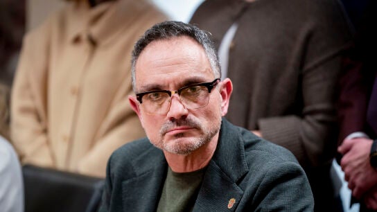 El alcalde de M&oacute;stoles, Manuel Bautista, ofrece una rueda de prensa para negar el supuesto caso de acoso laboral y sexual contra una ex concejala