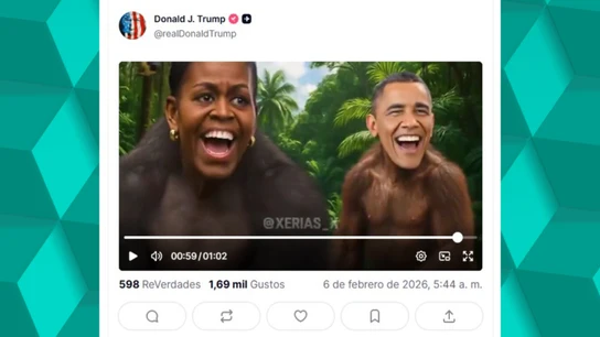 El nuevo tuit racista de Trump: publica un bochornoso vídeo en su red social representando a los Obama como monos El nuevo tuit racista de Trump: publica un bochornoso vídeo en su red social representando a los Obama como monos