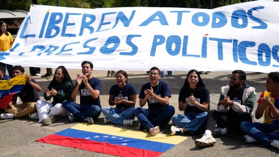 Manifestaci&oacute;n en Caracas en defensa de la liberaci&oacute;n de los presos pol&iacute;ticos en Venezuela