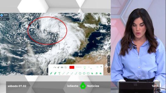 Imagen de sat&eacute;lite de la borrasca 'Marta' entrando en la pen&iacute;nsula