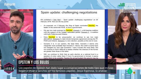 Espinosa aclara el bulo sobre S&aacute;nchez y los documentos de Epstein: "No tiene nada que ver con una conspiraci&oacute;n, solo es un an&aacute;lisis"