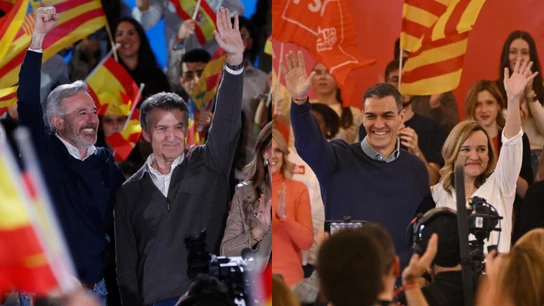Feijóo y Sánchez junto a sus candidatos en Aragón Feijóo y Sánchez junto a sus candidatos en Aragón