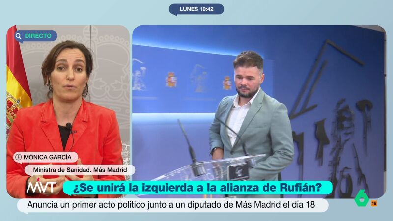 M&oacute;nica Garc&iacute;a desconce si Yolanda D&iacute;az est&aacute; amortizada y respalda "proponer un horizonte esperanzador" con una alianza a la izquierda del PSOE