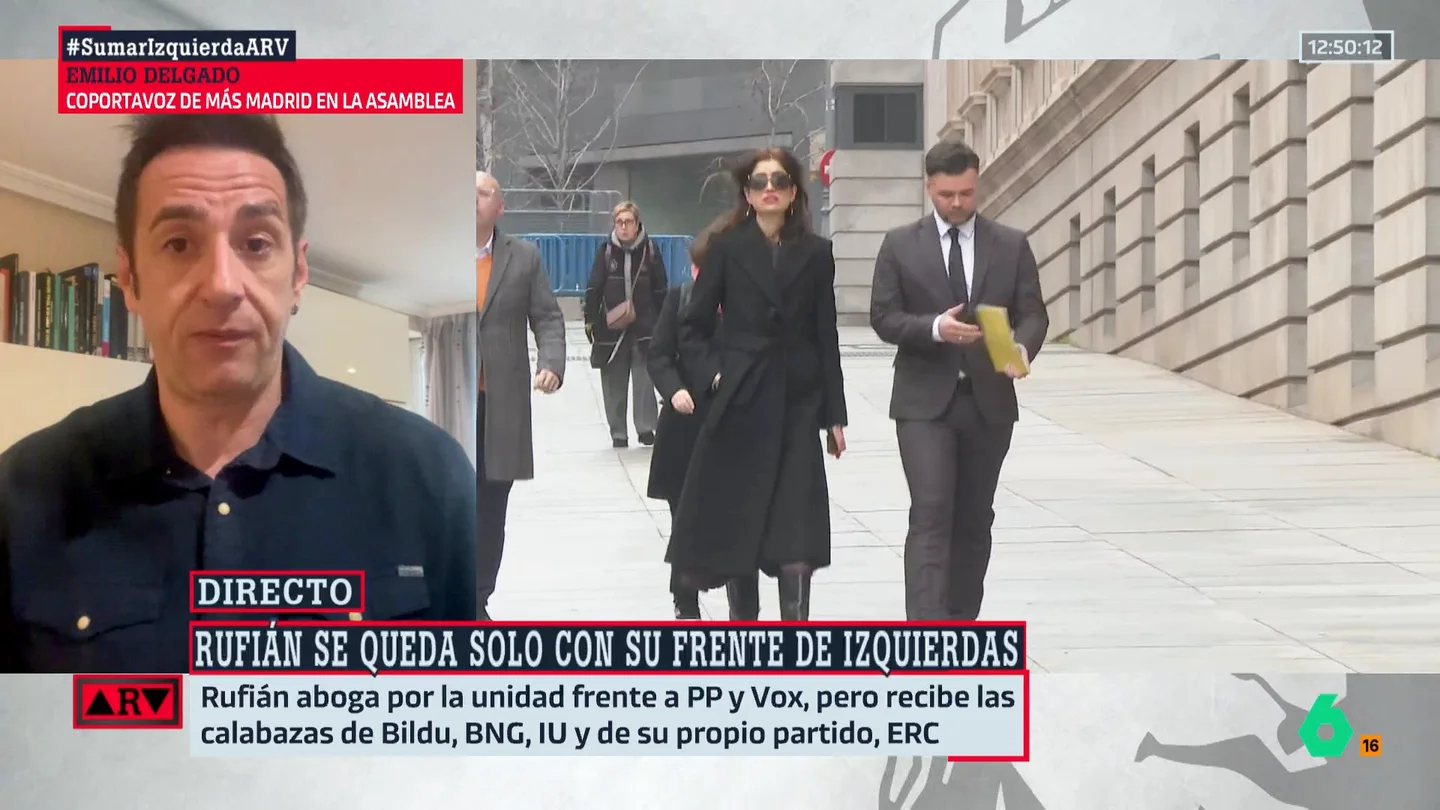 Emilio Delgado, sobre la propuesta de Rufián: "No vamos a formar ningún partido; es una discusión ideológica sobre la encrucijada de la izquierda" Emilio Delgado, sobre la propuesta de Rufián: "No vamos a formar ningún partido; es una discusión ideológica sobre la encrucijada de la izquierda"