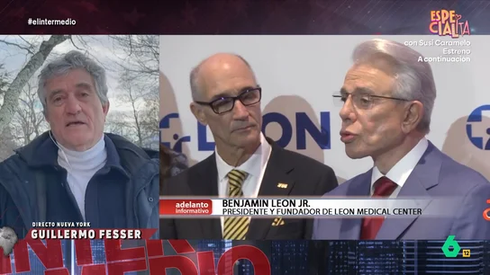 Guillermo Fesser considera que la medalla a EEUU de Ayuso "es un guiño al nuevo embajador de Trump en España" El periodista cuenta que el nuevo embajador es Benjamín León, al que define como "puro Miami". Fesser explica que León es un exiliado cubano de 80 años que ha hecho fortuna gracias a las clínicas privadas.
