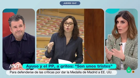 Raquel Ejerique responde a Ayuso por su medalla a los EEUU de Trump: "Si quiere darle un regalo, que lo pague de su dinero" Raquel Ejerique reflexiona sobre la polémica medalla de Ayuso a los EEUU de Trump y asegura que "así no hablamos de lo que cuesta alquilar una vivienda o de lo que tienes que esperar para que te operen de una hernia".