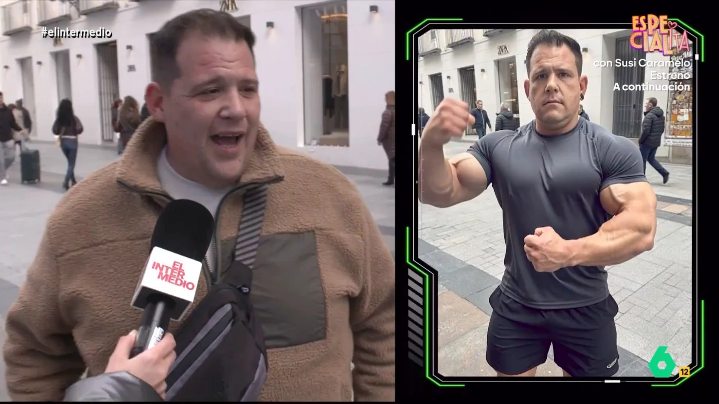 Un hombre alucina al ver su versión musculada hecha con IA: "Preguntad a mi novia a ver si le gusta más" El Intermedio recurre a la Inteligencia Artificial para conseguir que varias personas tengan un cuerpazo sin necesidad de pasar horas en el gimnasio. Descubre el resultado en el vídeo principal.