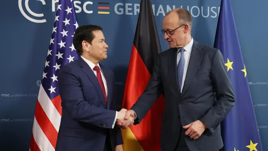 El secretario de Estado de EEUU, Marco Rubio, junto al canciller alemán, Friedrich Merz, este viernes en la Conferencia de Múnich. El secretario de Estado de EEUU, Marco Rubio, junto al canciller alemán, Friedrich Merz, este viernes en la Conferencia de Múnich.