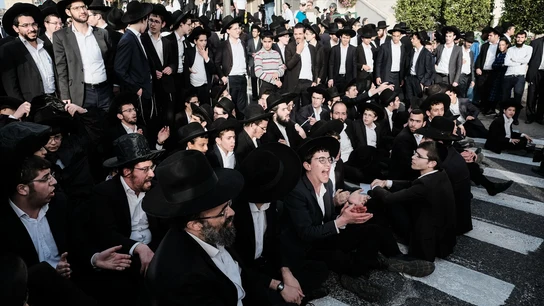 Imagen de archivo de una protesta ultraortodoxa en Israel Imagen de archivo de una protesta ultraortodoxa en Israel