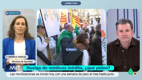 Mónica García defiende haber acabado con las guardias de 24 horas y define como "curioso" que la señalen por "reivindicaciones que dependen de las CCAA" Mónica García defiende haber acabado con las guardias de 24 horas y define como "curioso" que la señalen por "reivindicaciones que dependen de las CCAA"