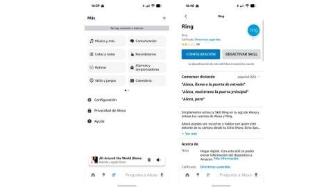Vinculando cuentas Ring y Alexa
