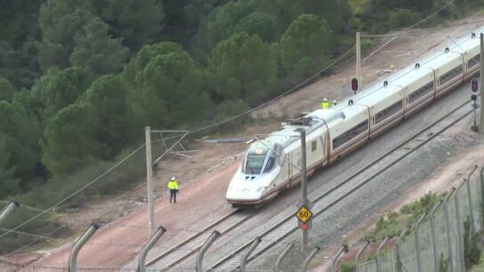 El homenaje de los maquinistas al hacer sonar la bocina en el tramo de Adamuz en la reapertura del AVE tras el accidente