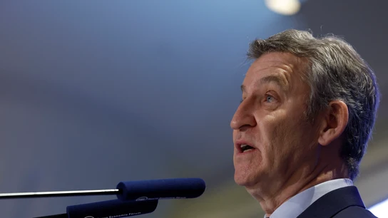 Alberto Núñez Feijóo en la presentación de Mañueco como candidato a las elecciones de Castilla y León Alberto Núñez Feijóo en la presentación de Mañueco como candidato a las elecciones de Castilla y León