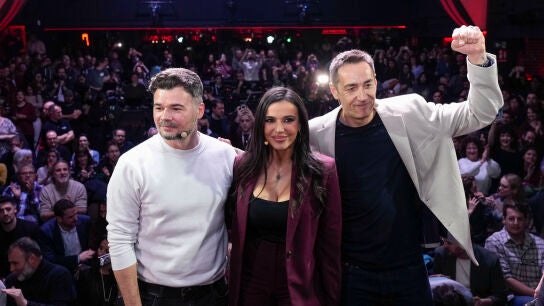 Gabriel Rufi&aacute;n, Sarah Santaolalla y Emilio Delgado en el evento celebrado este mi&eacute;rcoles en Madrid