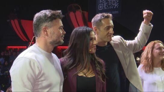 Gabriel Rufi&aacute;n, Sarah Santaolalla y Emilio Delgado al inicio del evento en Madrid