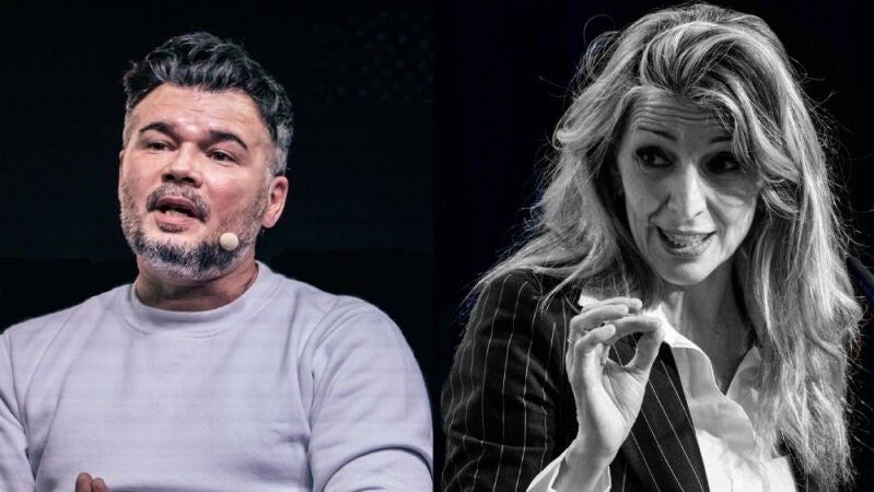El portavoz de ERC en el Congreso, Gabriel Rufi&aacute;n, y la ministra de Trabajo y vicepresidenta segunda, Yolanda D&iacute;az. 