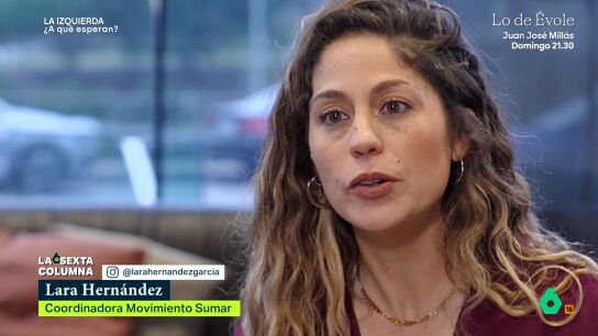 Lara Hern&aacute;ndez, coordinadora del Movimiento Sumar, recuerda para laSexta Columna c&oacute;mo fue una de los muchos j&oacute;venes que salieron de Espa&ntilde;a en busca de oportunidades y formaron la 'marea granate' para defender su derecho a volver a su pa&iacute;s.