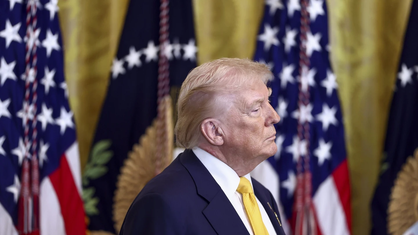 El presidente de Estados Unidos, Donald Trump, en la Sala Este de la Casa Blanca. El presidente de Estados Unidos, Donald Trump, en la Sala Este de la Casa Blanca.