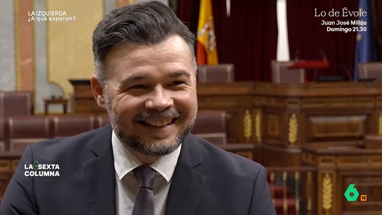 La risa de Rufián al preguntarle si lideraría la izquierda: "La mejor manera de morir políticamente es empezar a postularte" laSexta Columna habla en este vídeo con Gabriel Rufián, Emilio Delgado y más expertos sobre la cuestión que más incógnitas genera en torno al proyecto para unir a la izquierda: ¿Quién liderará?